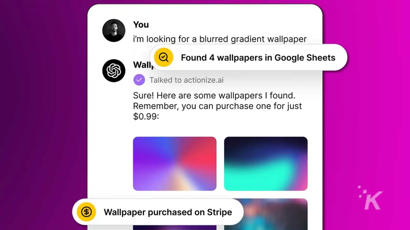 Actionize social media post on purple background