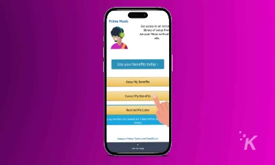 The application has a graphical user interface with dark patterns.