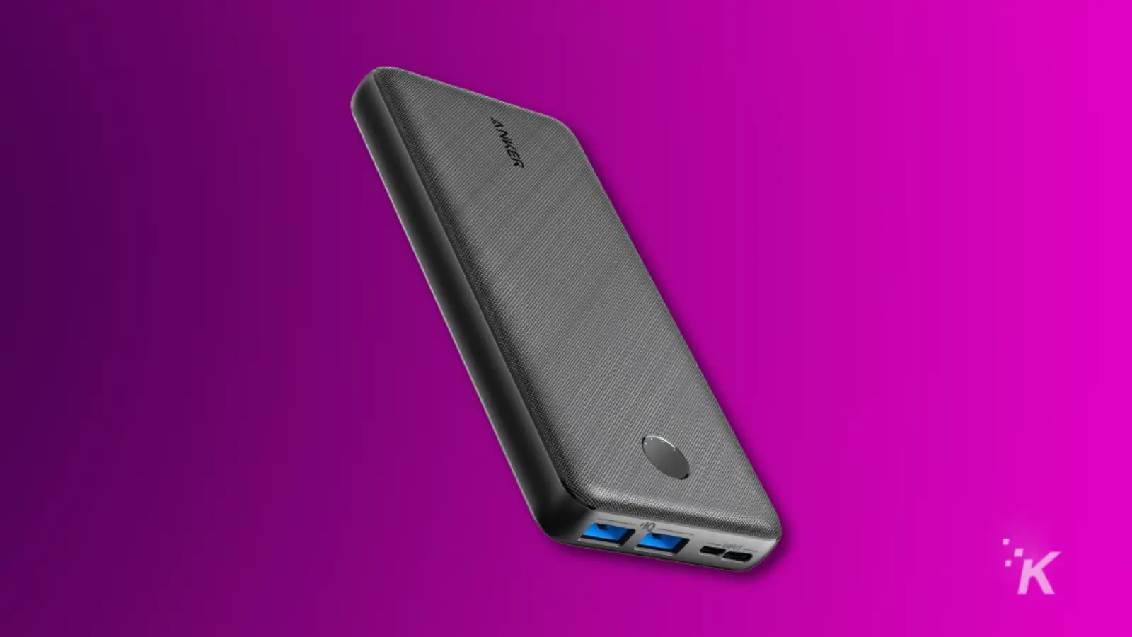 anker power bank on a purple background