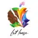 Colorful digital art with hand and paintbrush, "let loose" text.