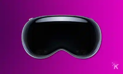 render of the apple vision ar headset on a purple background
