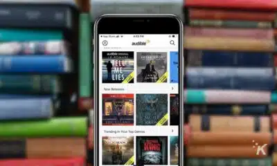 audible app on book background