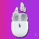 white beats studio buds on a purple background
