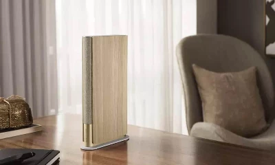 bang and olufsen beosound emerge speaker on a desk
