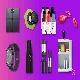 fitness tech products on purple background