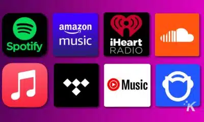 Various music streaming service logos.