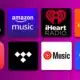 Various music streaming service logos.