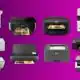 A group of printers in a purple background.