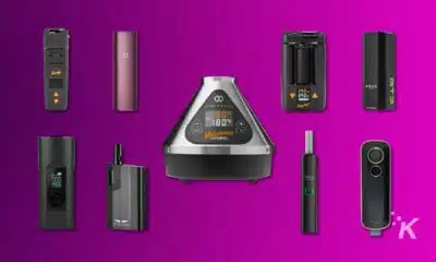 A group of herb vaporizers in a purple background.