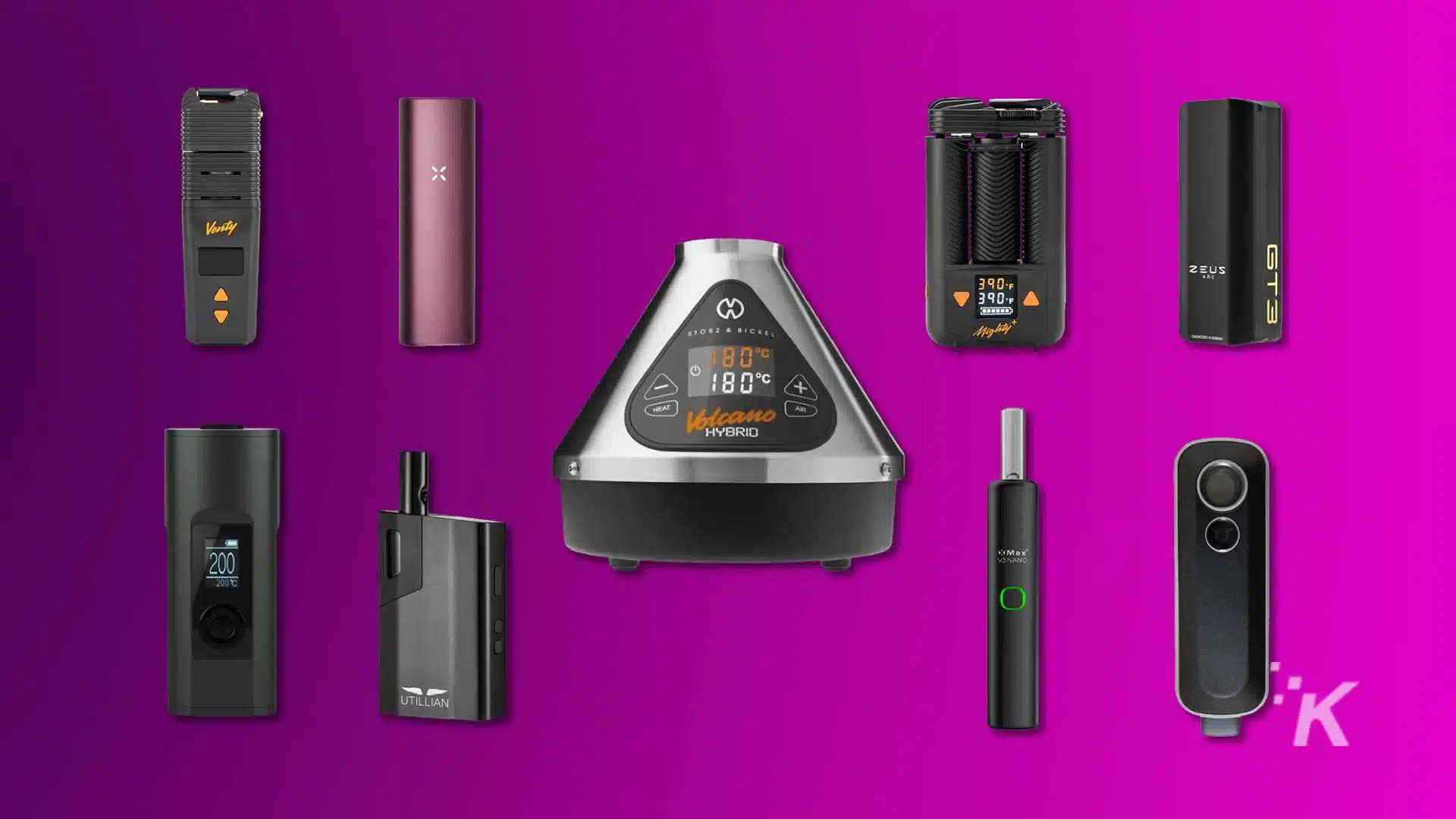 A group of herb vaporizers in a purple background.