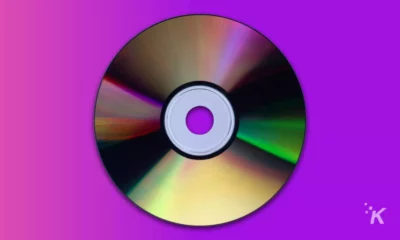 cd on purple background