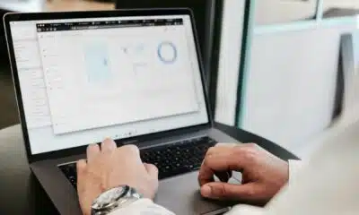Person on laptop using data collection services