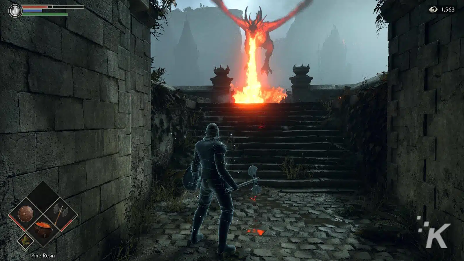 Fighting a dragon in Demon's Souls