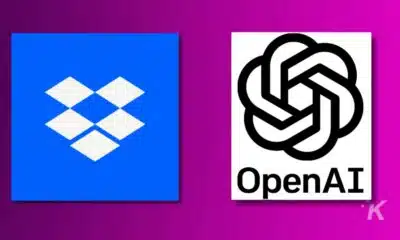 dropbox and chatgpt logo on a purple background