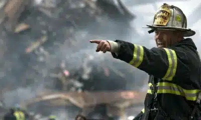 Fireman pointing.