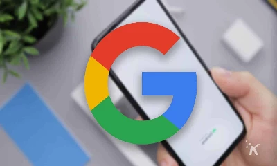 google logo with blurred pixel background