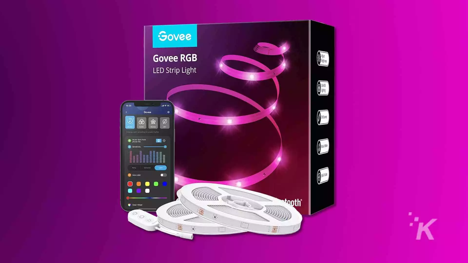 Govee LED Strip lights in purple background