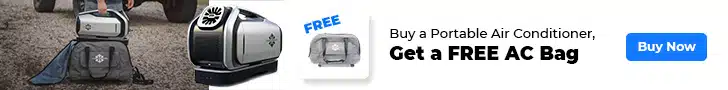 Portable air conditioner promotion with free carrying bag.