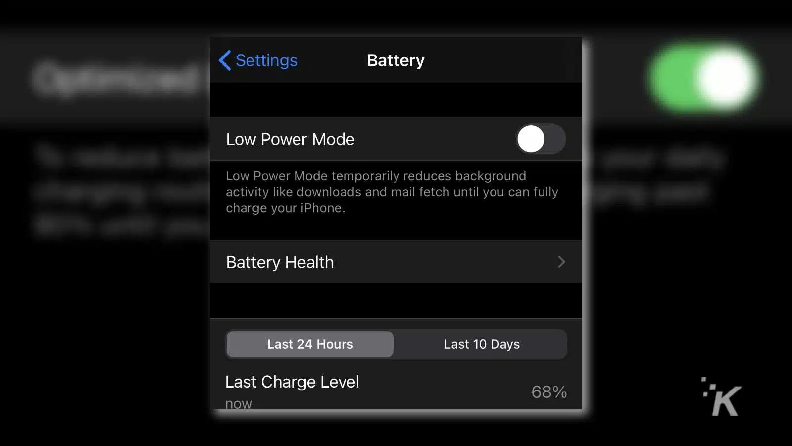 ios battery menu