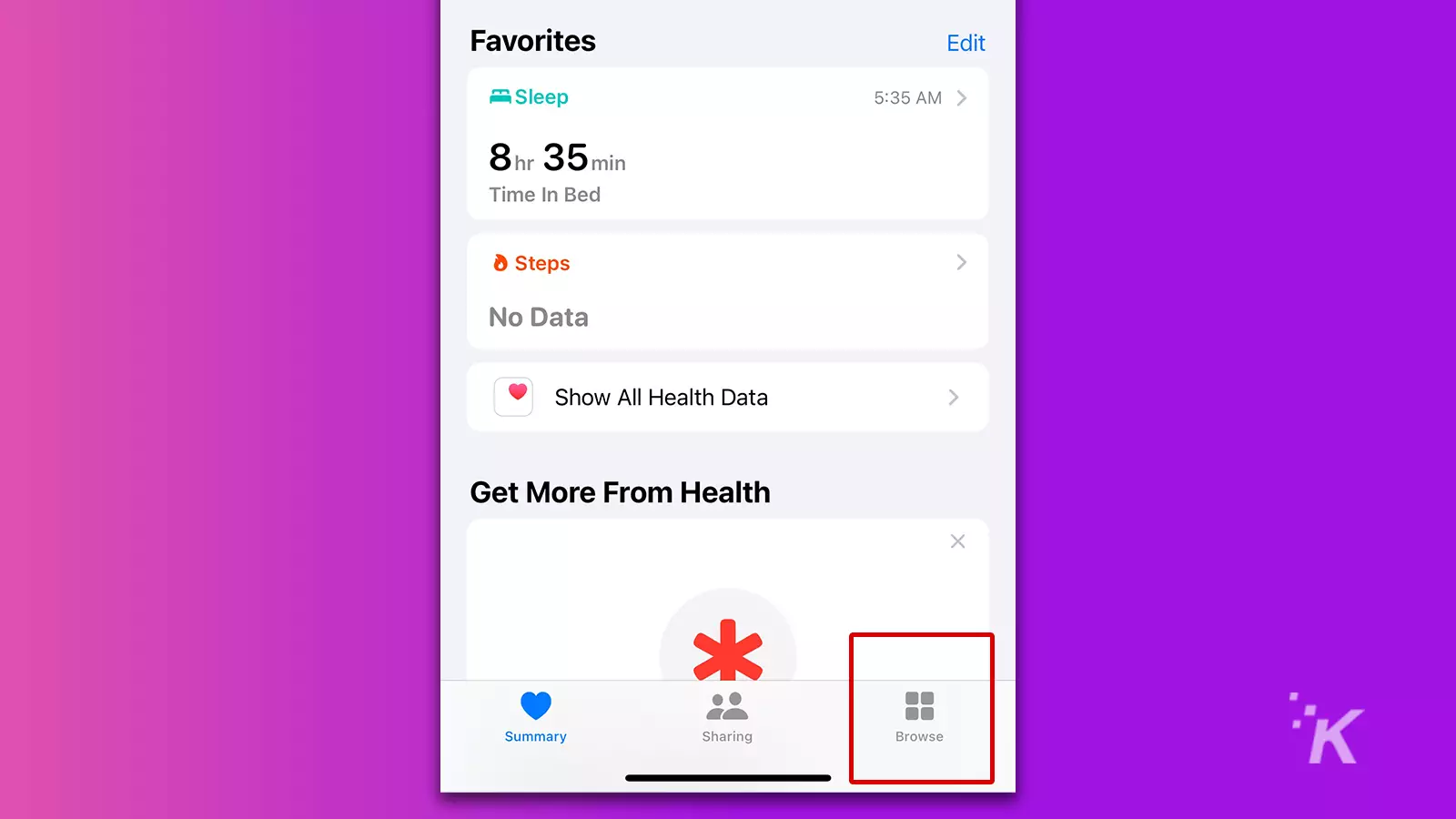 ios health summary on app