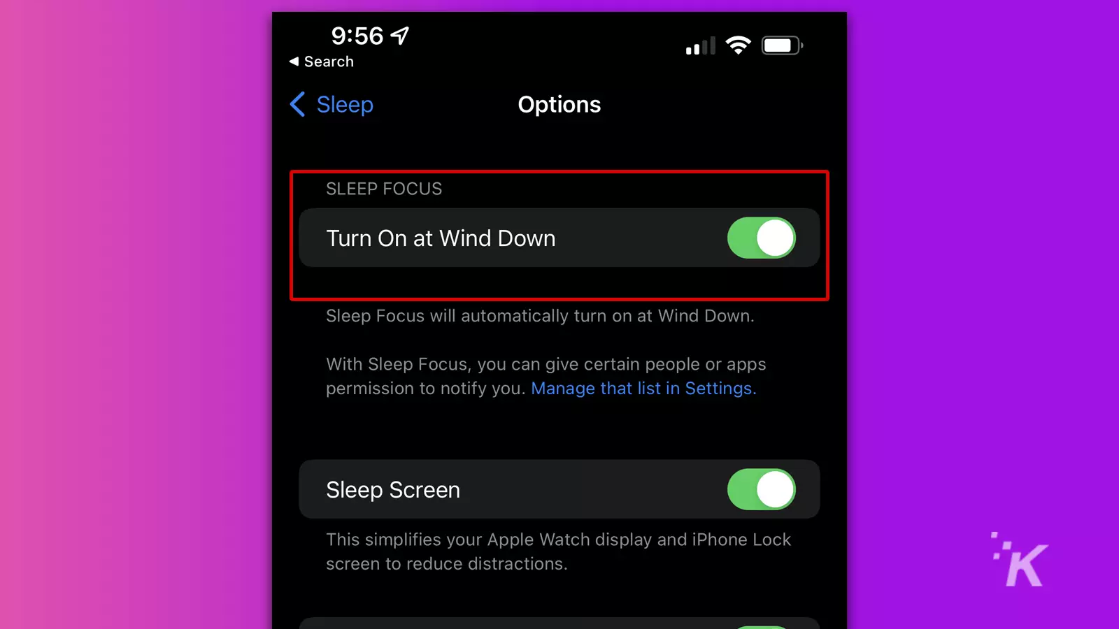 ios sleep options for focus mode