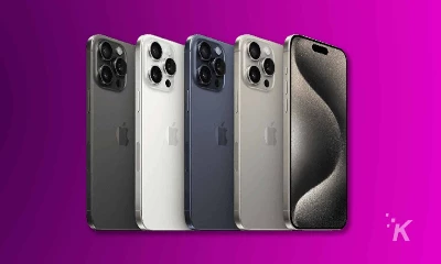 iPhone 15 Pro purple background