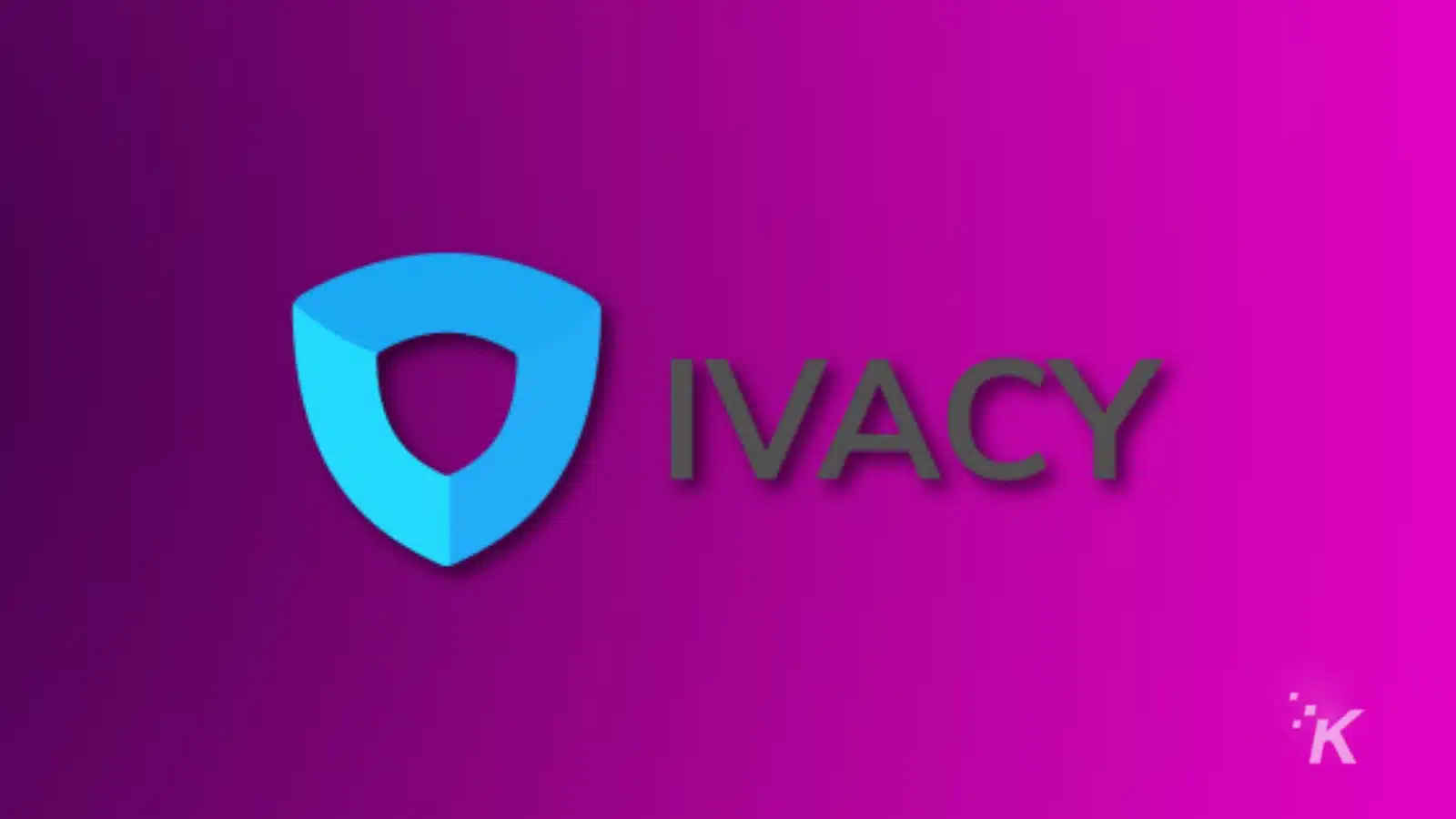 Ivacy logo on magenta background with shield icon.