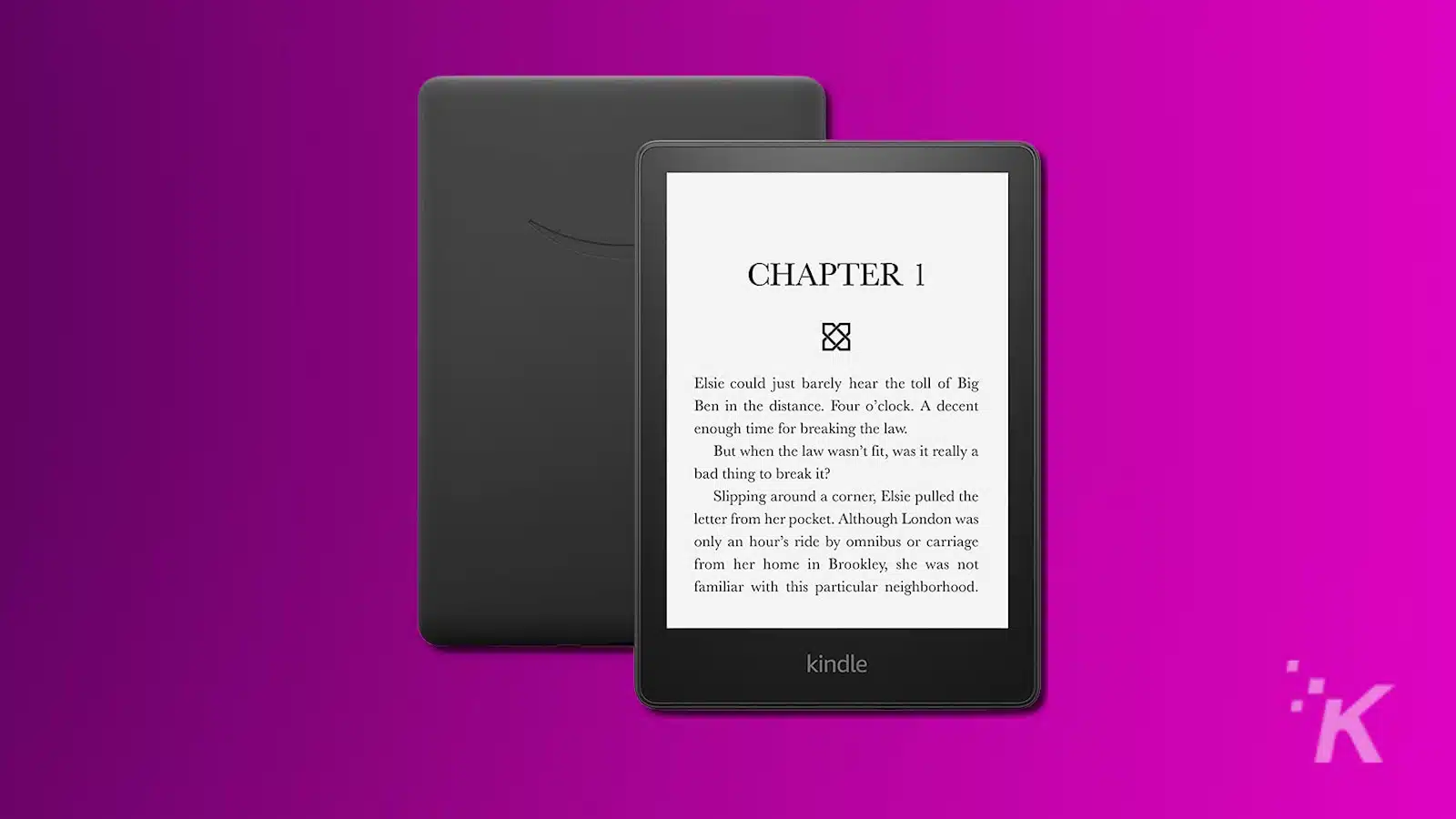 Kindle displaying text of a book's first chapter.