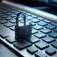 Laptop with Lock on top of the keys.