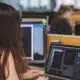 Person on the computer creating a logo.