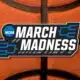 March Madness logo over ball