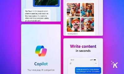 microsoft copilot android app screenshots on a purple background