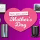 Mother Day tech gift guide collage on purple background.