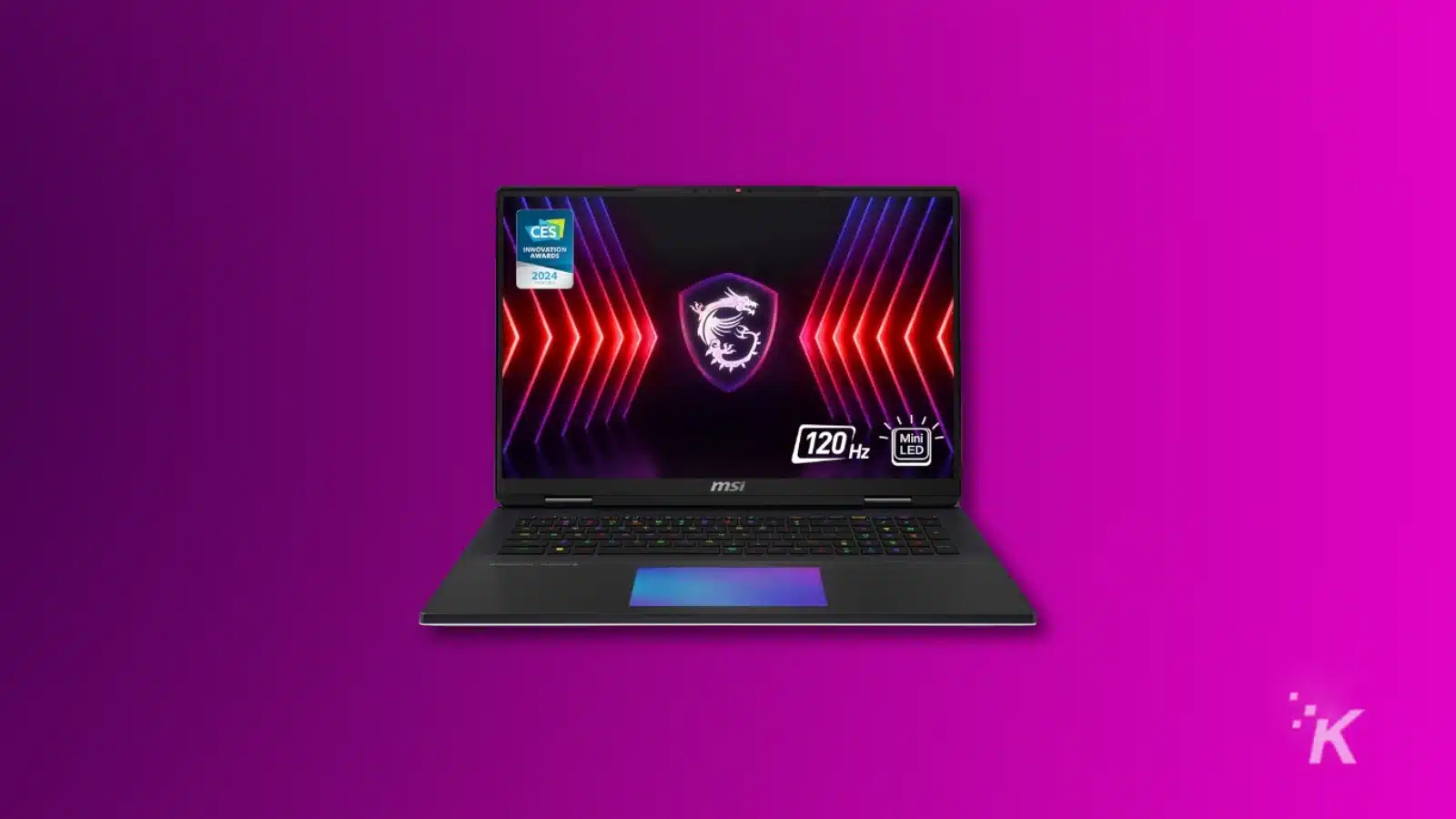 MSI laptop on a purple background