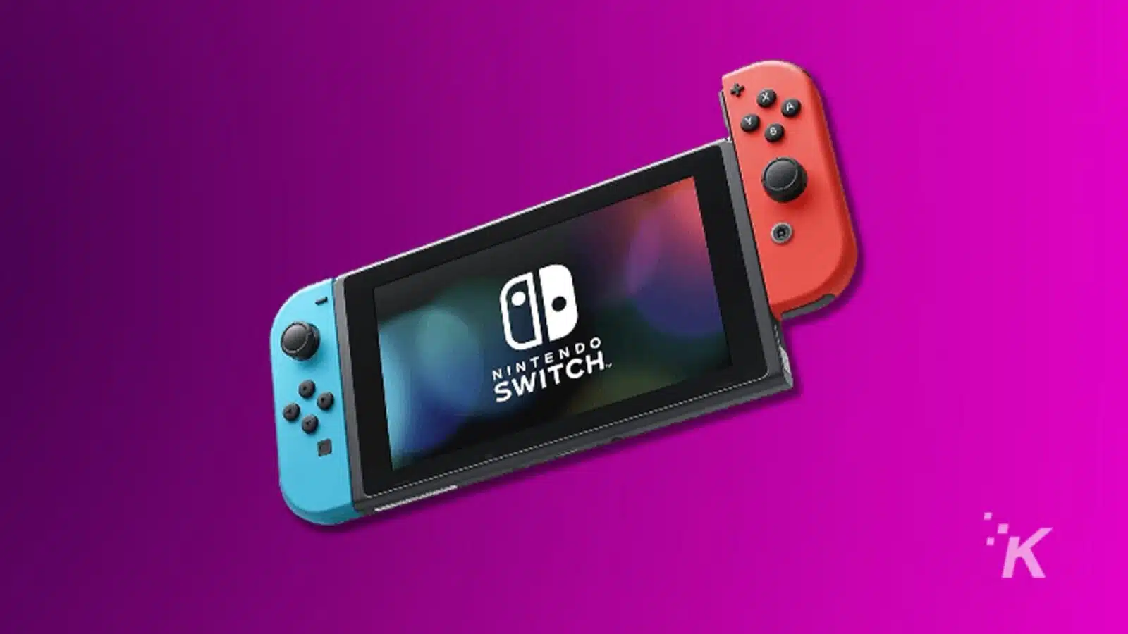 Nintendo Switch console with blue and red Joy-Cons.