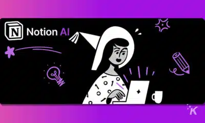The image appears to be showing a person using the Notion app on their computer. Full Text: N Notion Al