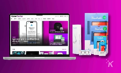 occushield products next to a macbook with a knowtechie homepage