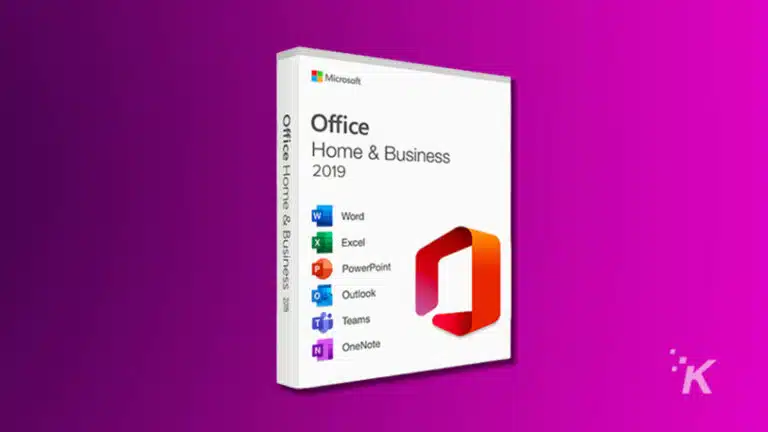 Microsoft Office 2019 Home & Business packaging.