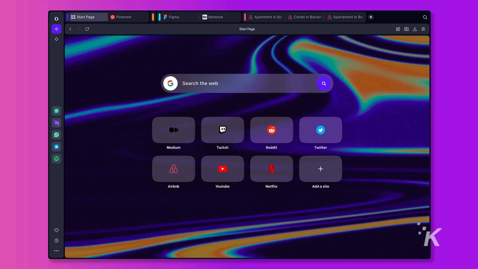 The user interacting with Aria Opera search engine interface.