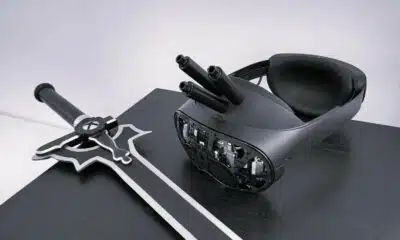 palmer luckey's exploding vr headset next to sword
