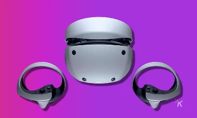 sony ps vr 2 headset on a purple background