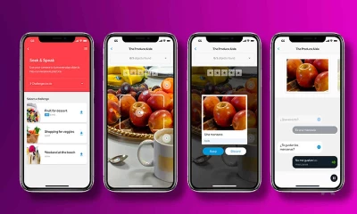 rosetta stone screenshots on a purple background