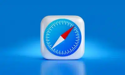 3D compass icon on vivid blue background