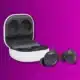 samsung galaxy buds fe and charging case on a purple background