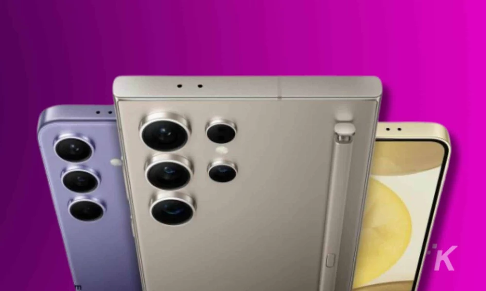 samsung galaxy s24 plus and ultra on a purpel back ground