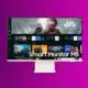 Samsung M80C monitor on purple gradient background