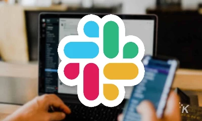 slack logo and blurred backgroun