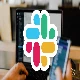 slack logo and blurred backgroun