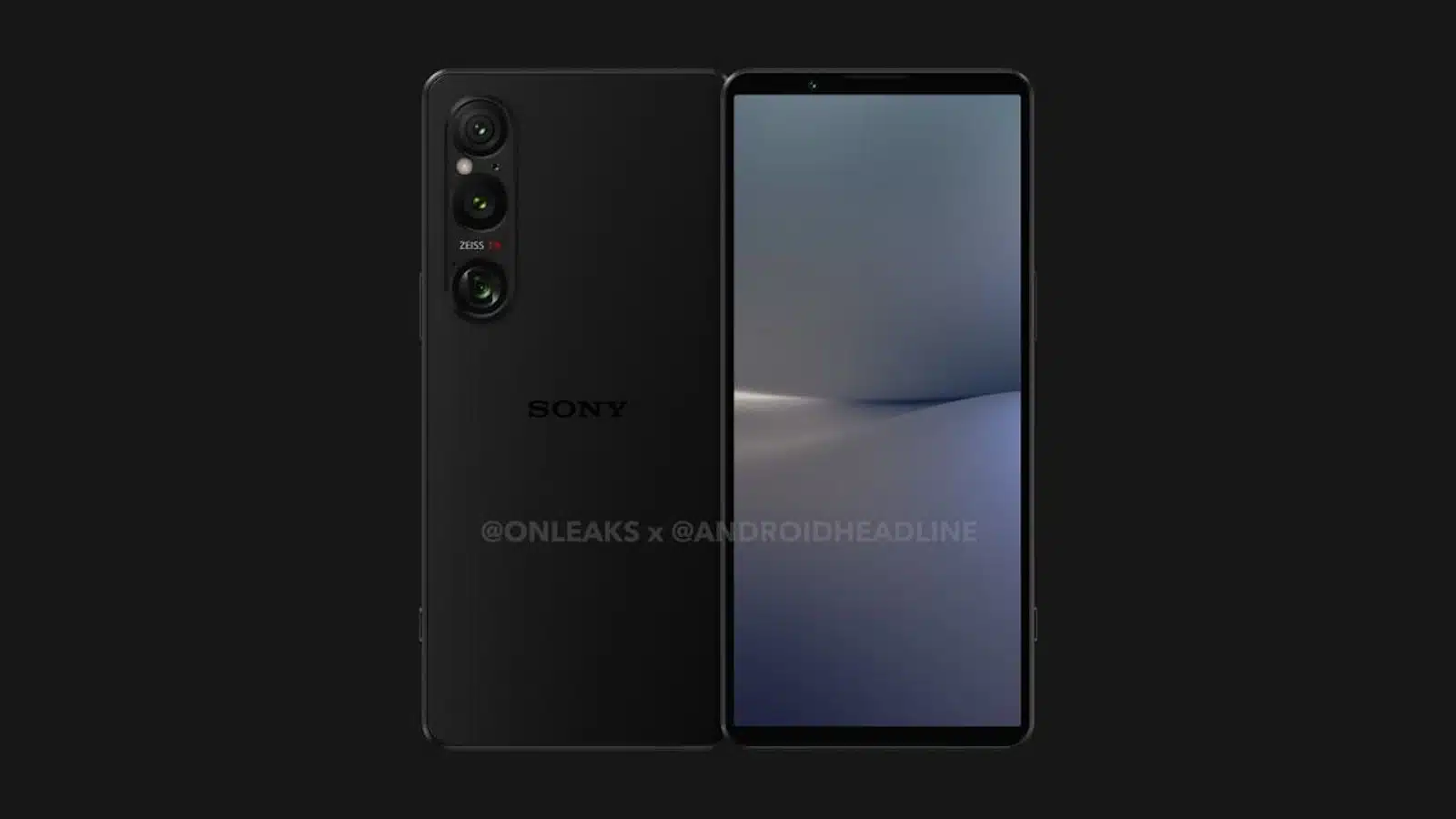 Black Sony smartphone with triple cameras.