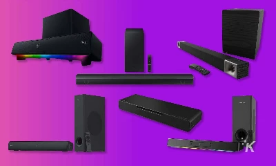 Soundbars in purple background